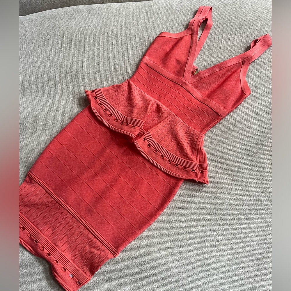 Coral Peplum Dress